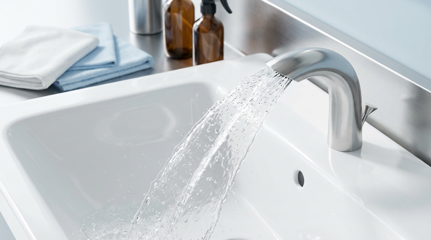 Loofah sponge in a kitchen sink